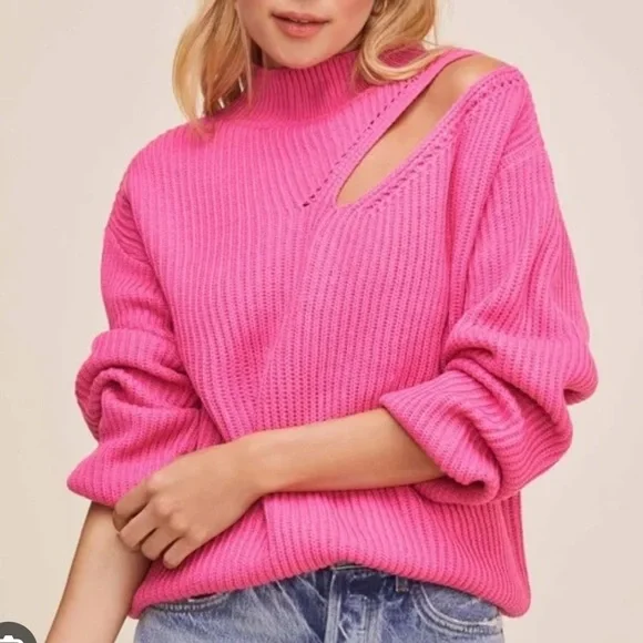 CUT OUT PINK SWEATER - Picture 2 of 9